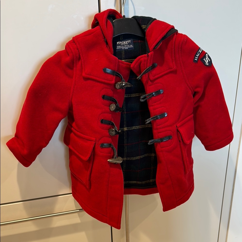 Hackett Kids Bright Red Toggle Jacket Almos New